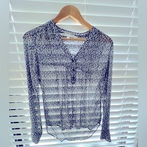Veronica Beard Sheer Light Blue Floral Blouse Size 0